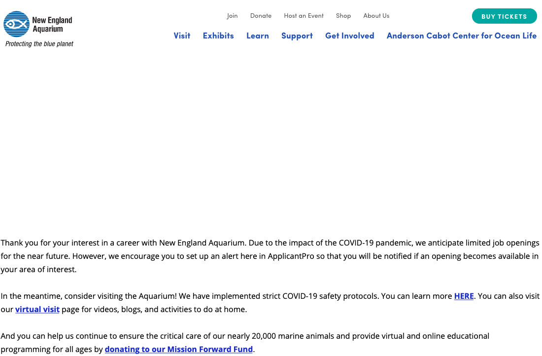 Job Listings New England Aquarium Jobs